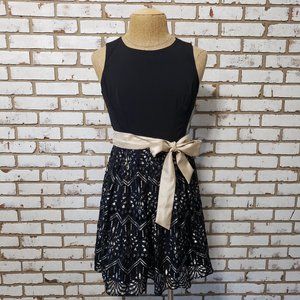 R&K Black & Gold Cocktail Party Dress, 12, NEW